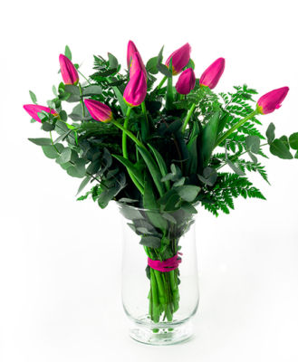 Ramo de tulipanes fucsia para regalo