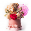 Rosa Preservada fucsia con peluche en caja de regalo