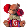 Rosa Preservada Roja con Oso de Peluche y chocolatinas