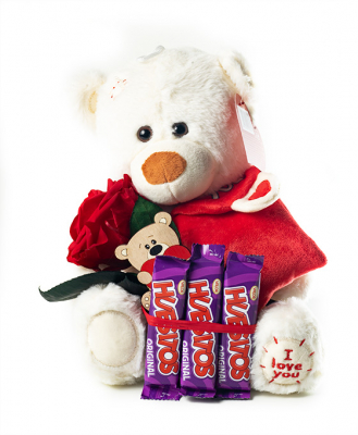 Peluche con rosa eterna para regalar en San Valentín